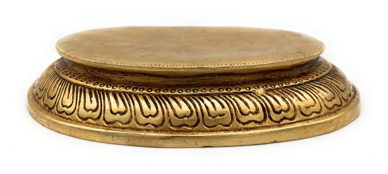 Brass Pooja Chowki Peetha Stand for Kalash, Idols & Deity, Handcrafted Bajot Aasan for Mandir & Temple Decor, Gold, 1 Inch, 1 Piece