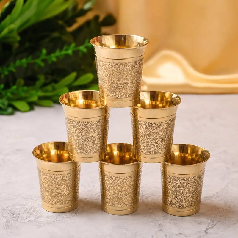 Brass Handcrafted Glass Pair (3.7 Inch)