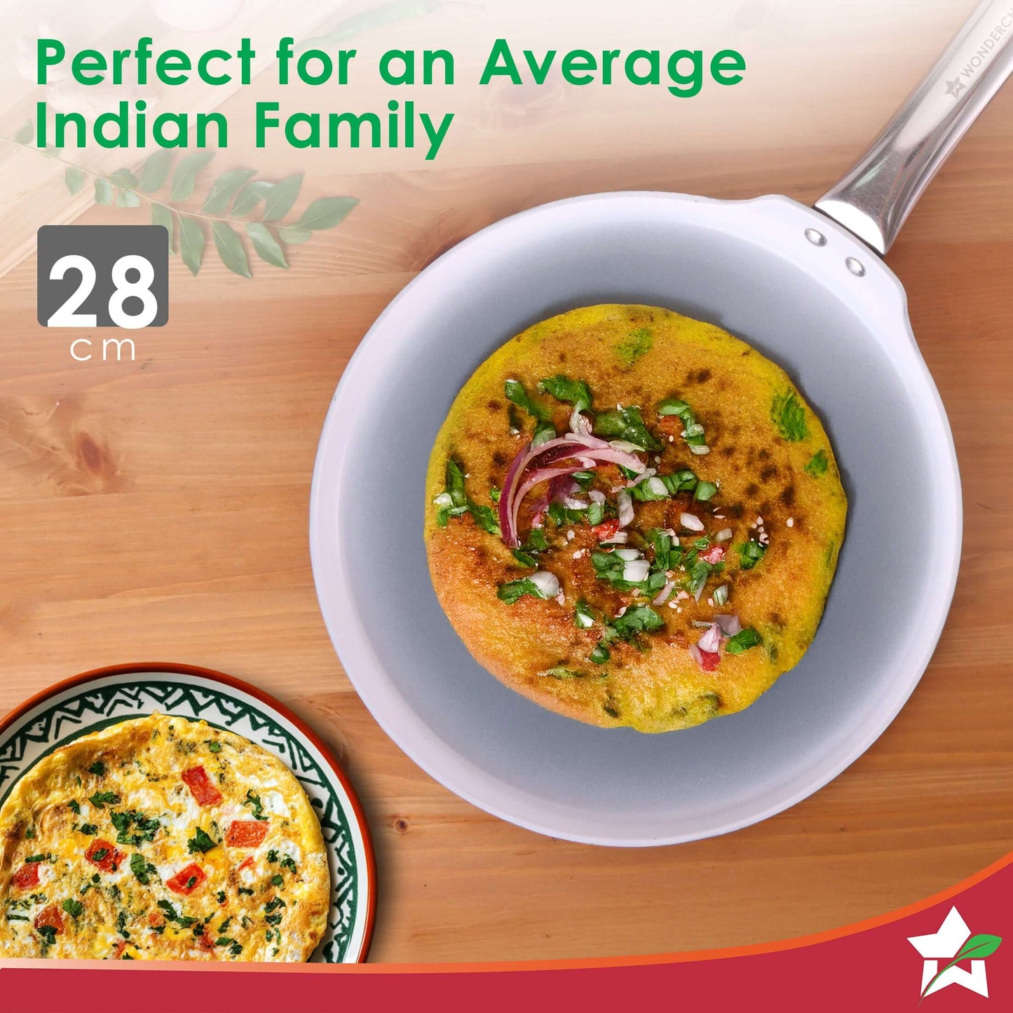 Eco-Glide Dosa Tawa | Chemical-free Ceramic Coating | 28cm | Healthy, Low Oil Meals | Scratch-resistant | Stainless-steel Handle | Gas & Induction Compatible | Grey | Easy to Clean