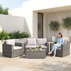 Roros Outdoor Sofa Set 2 Seater, 2 Single seater and 1 Center Table Set (Grey)