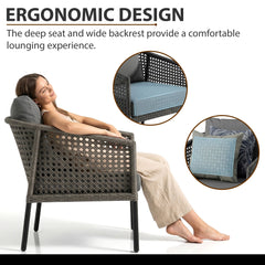 Morton Outdoor Patio Seating Set 2 Chairs and 1 Table Set (Dark Grey)