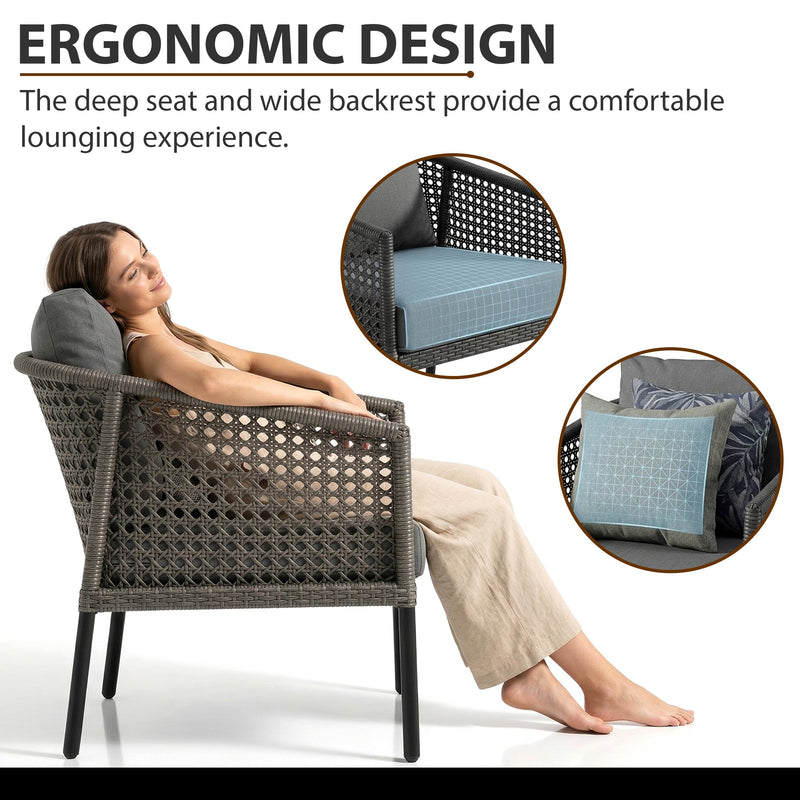 Morton Outdoor Patio Seating Set 2 Chairs and 1 Table Set (Dark Grey)