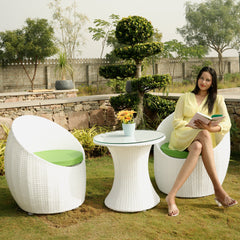 Vaaka Outdoor Patio Seating Set 2 Chairs and 1 Table Set (White)