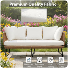 Kuub Outdoor Sofa Set 3 Seater, 2 Single seater,2 Ottoman(Tan)