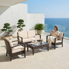 Maisa Outdoor Sofa Set 2 Seater , 2 Single seater and 1 Center Table Set (Brown)