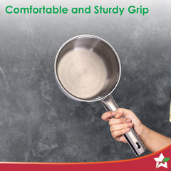 Wonderchef Stella Triply Stainless Steel Milk Pan | 16 cm, 1.7 Litres | Compatible with Gas Stove, Induction, Ceramic Co