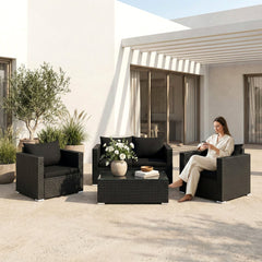 Gracia Outdoor Sofa Set 2 Seater, 2 Single seater and 1 Center Table (Black)