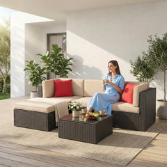 Ment Outdoor Sofa Set 4 Seater and 1 Center Table Set (Black)