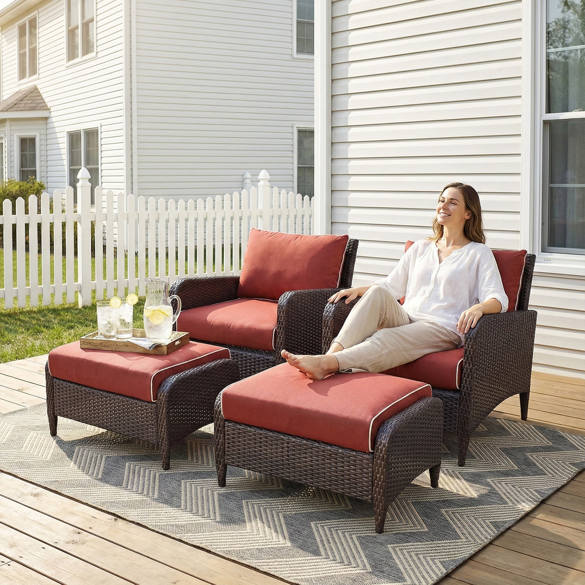 Propria Outdoor Sofa Set  2 Single seater with 2 ottoman  (Brown)
