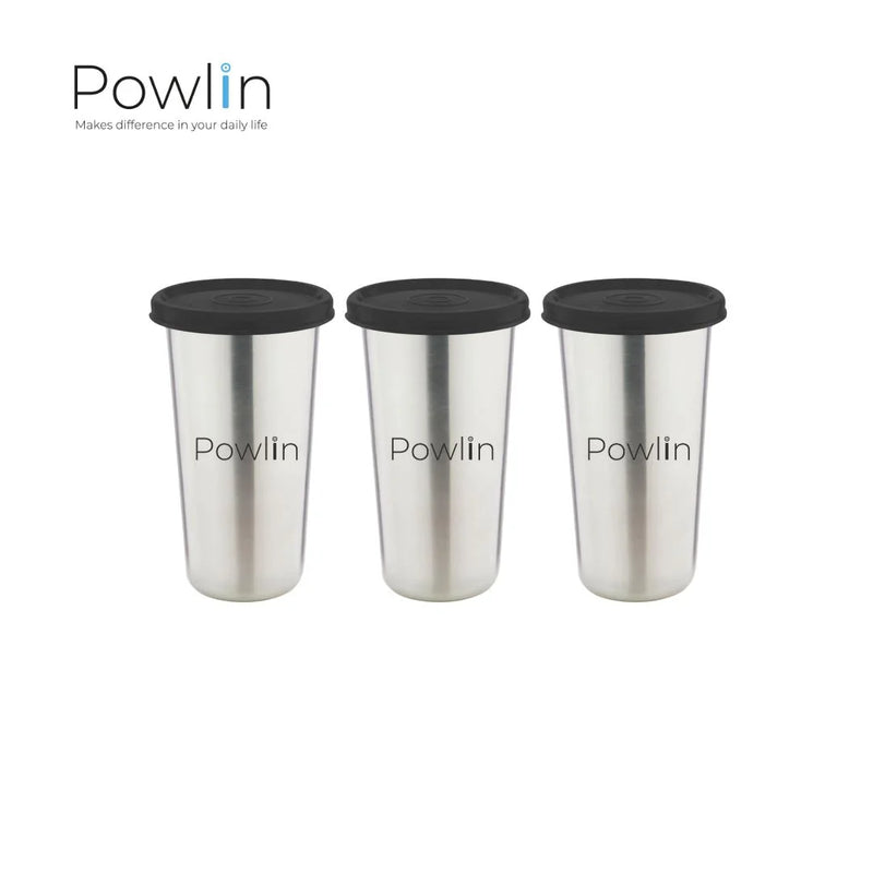 Powlin Junior Steel Sipper Tumbler Combo (3 Set) with Lid – 250ml | Leak-Proof & Travel-Friendly