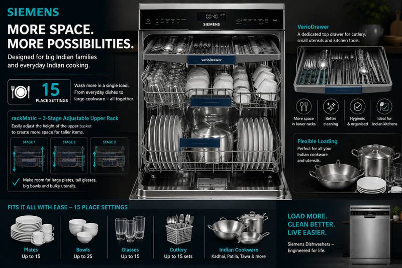 Siemens SN25HI00MI Free Standing 15 Place Settings Dishwasher-4
