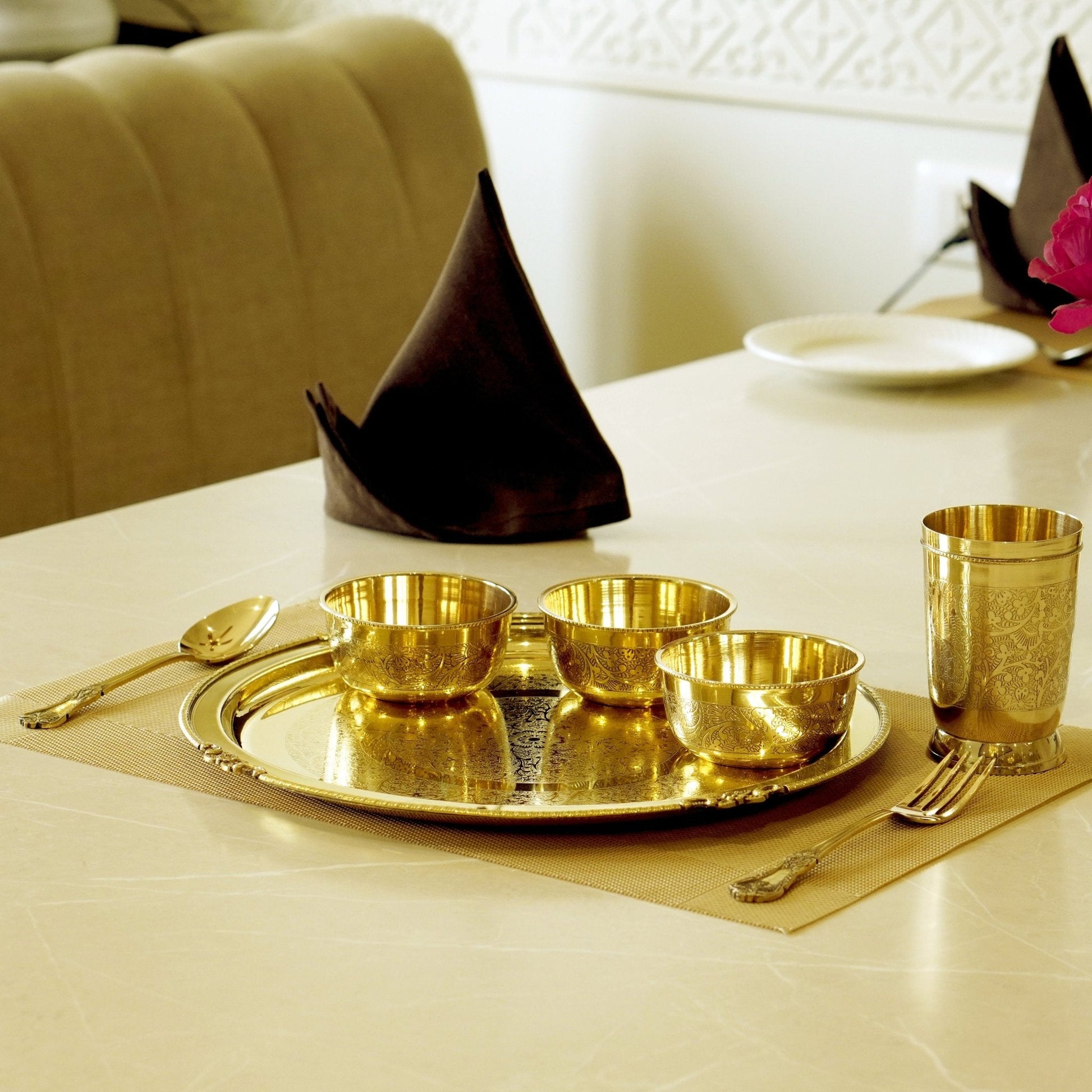 Brass Etched 7Pc Dinner Set (12" Plate)
