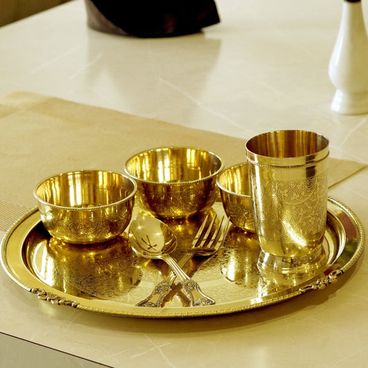 Brass Etched 7Pc Dinner Set (12" Plate)