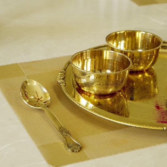 Brass Etched 7Pc Dinner Set (12" Plate)