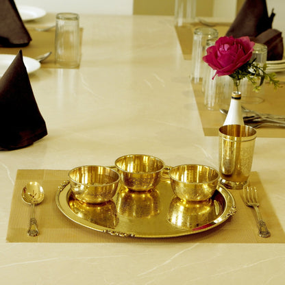 Brass Etched 7Pc Dinner Set (12" Plate)