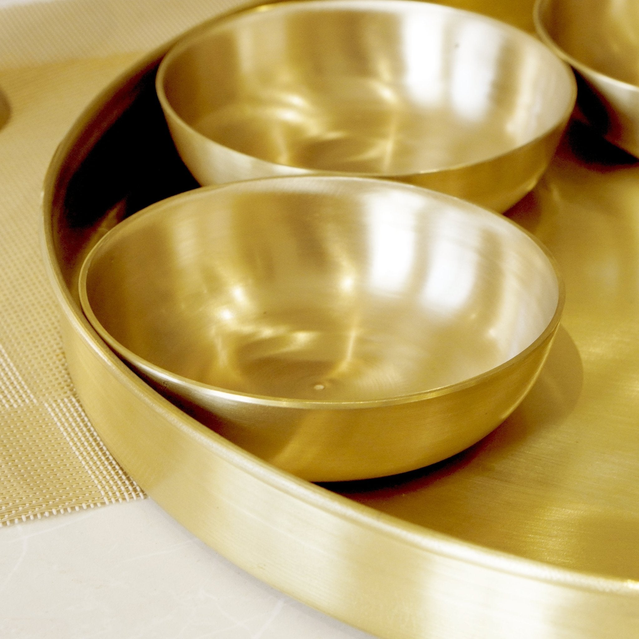 7 Pieces Brass Gujarati Thali Set Matte Finish