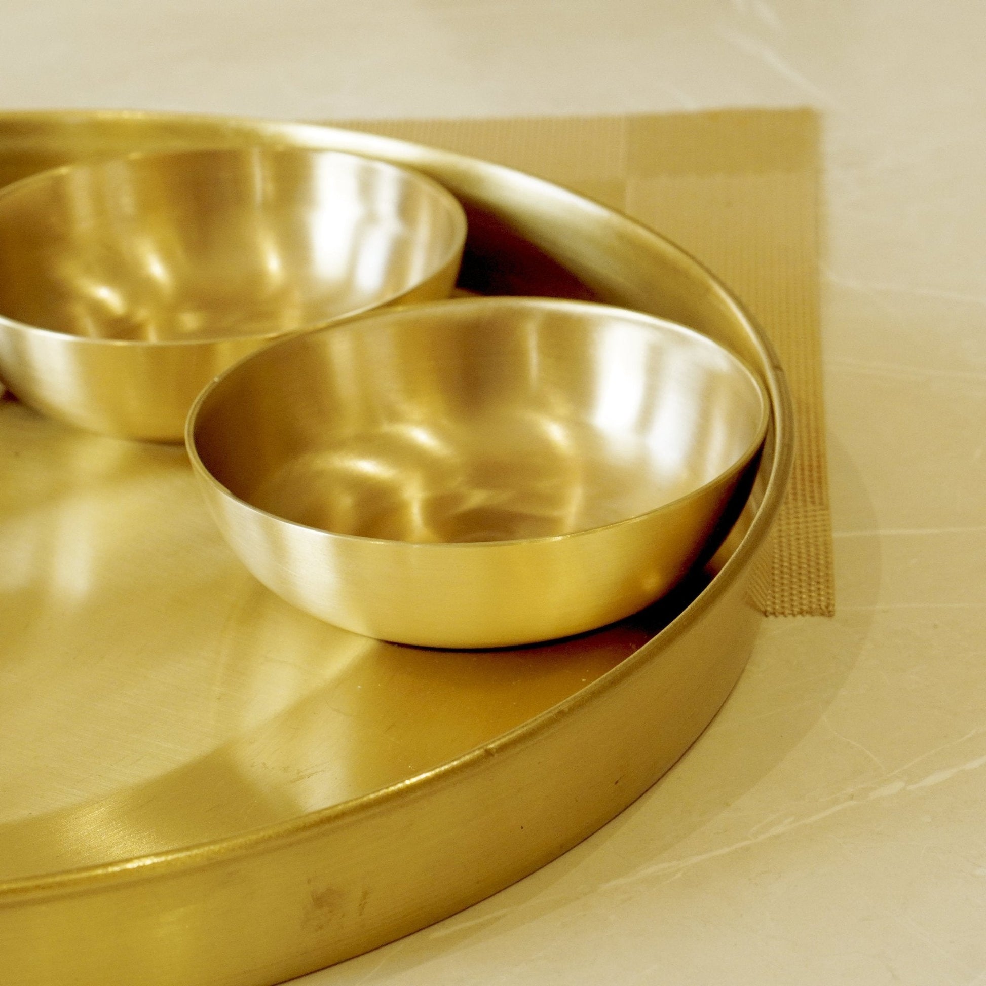 7 Pieces Brass Gujarati Thali Set Matte Finish