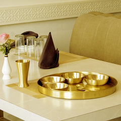 7 Pieces Brass Gujarati Thali Set Matte Finish