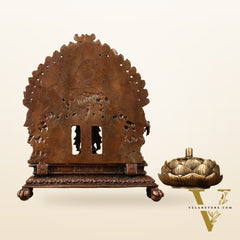 7" Pure Copper Tirupati Balaji with Bhudevi and Sridevi Dashavatar Arch Statue