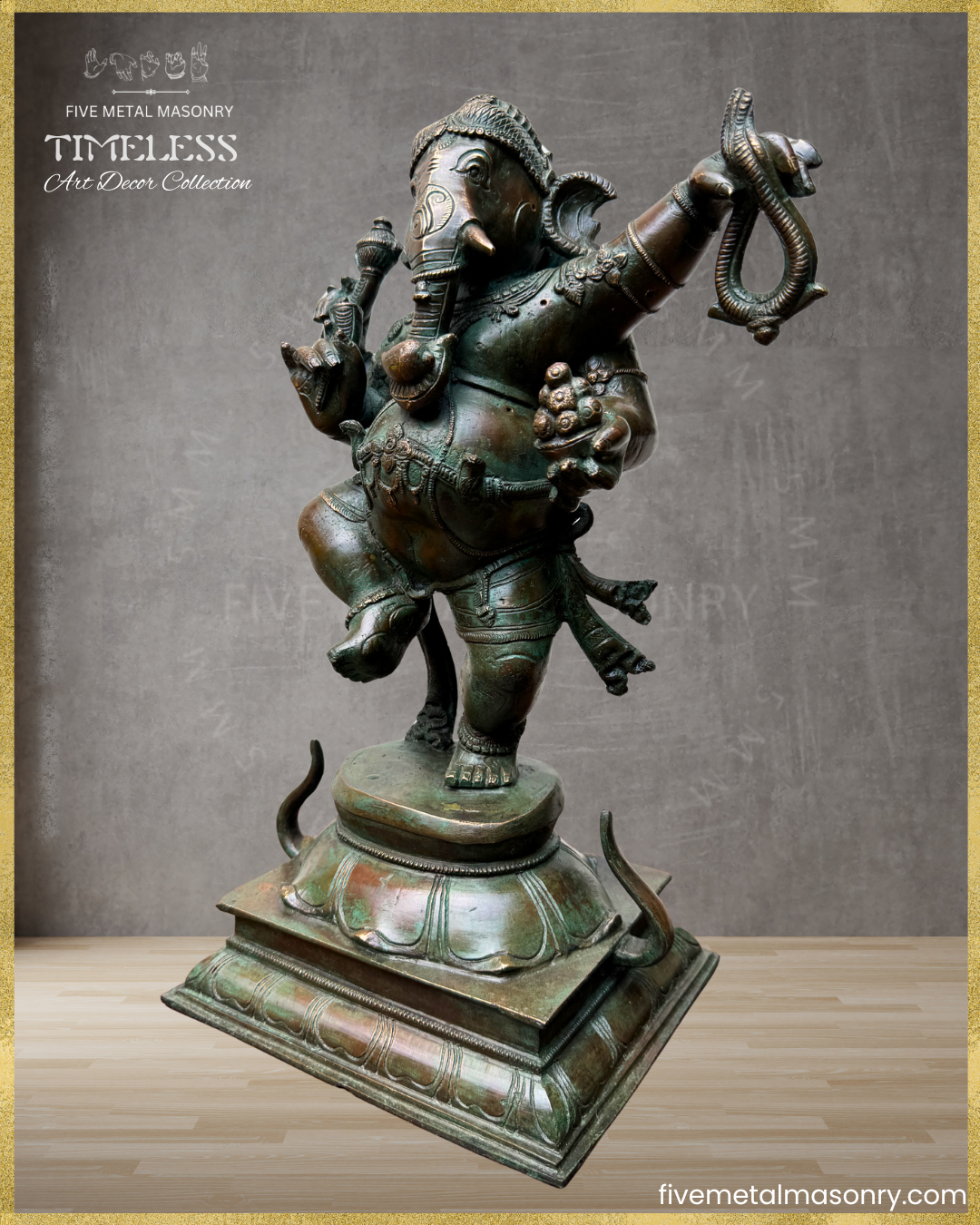 Dancing (Nrtta) Ganesha - Panchaloha Bronze Icon - 14"- Timeless Collection