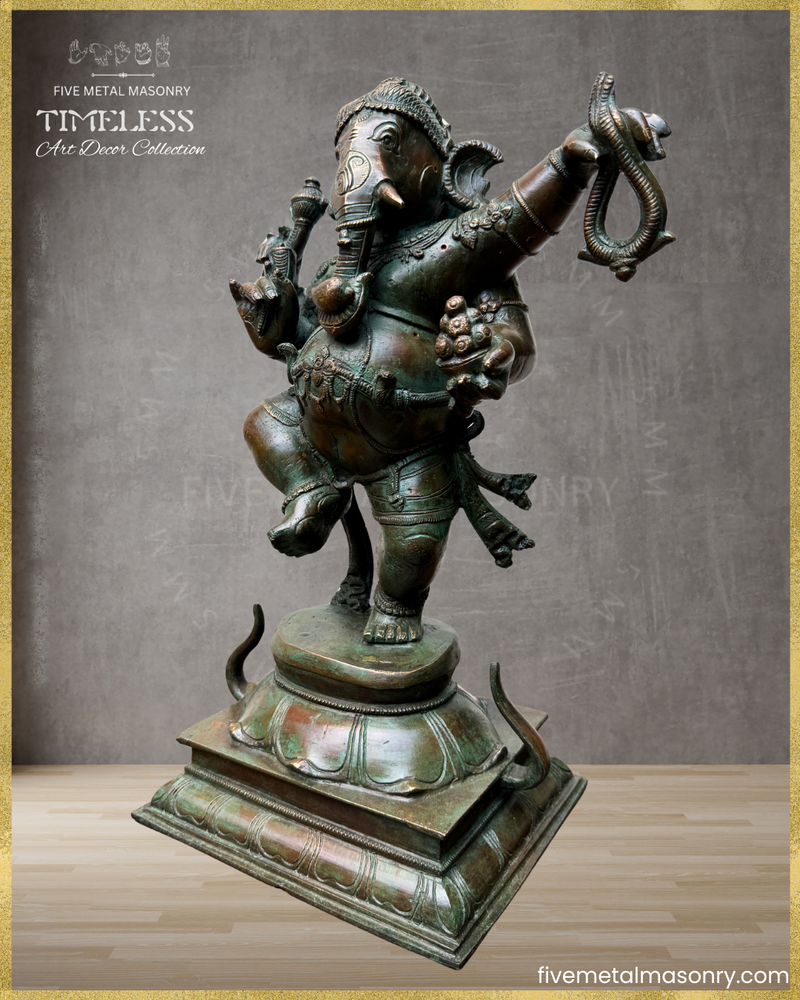 Dancing (Nrtta) Ganesha - Panchaloha Bronze Icon - 14"- Timeless Collection