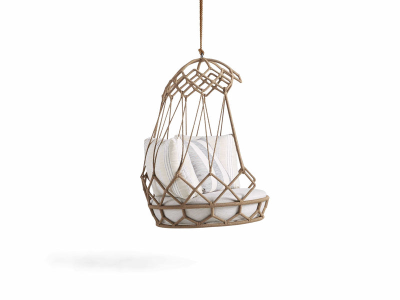 Vegan Single Seater Hanging Swing Without Stand For Balcony (Natural Brown) Braided & Rope