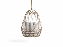 Vegan Single Seater Hanging Swing Without Stand For Balcony (Natural Brown) Braided & Rope