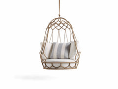 Vegan Single Seater Hanging Swing Without Stand For Balcony (Natural Brown) Braided & Rope