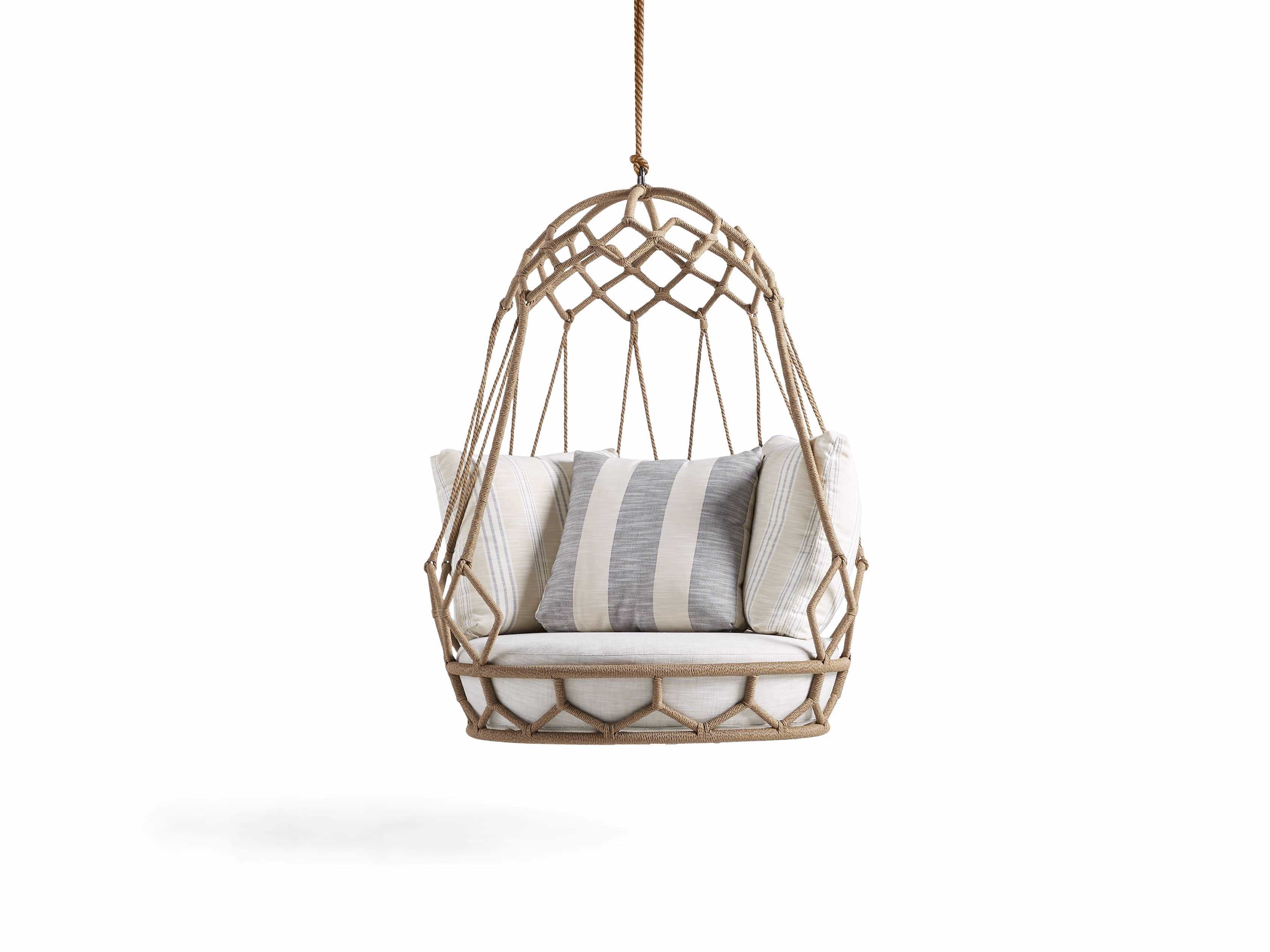 Vegan Single Seater Hanging Swing Without Stand For Balcony (Natural Brown) Braided & Rope