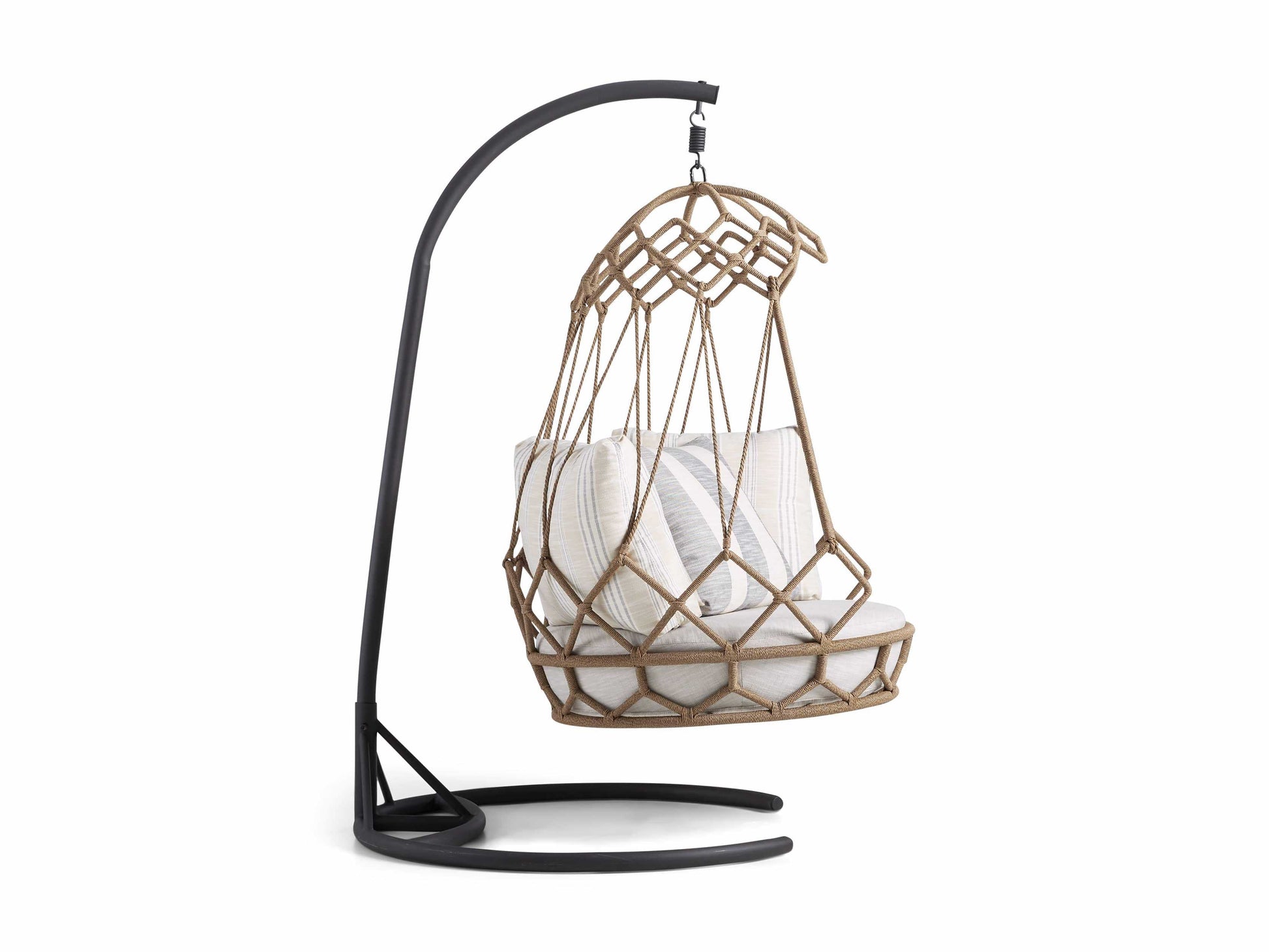 Fiona Single Seater Hanging Swing With Stand For Balcony , Garden (Natural Brown) Braided & Rope