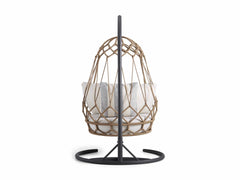 Fiona Single Seater Hanging Swing With Stand For Balcony , Garden (Natural Brown) Braided & Rope