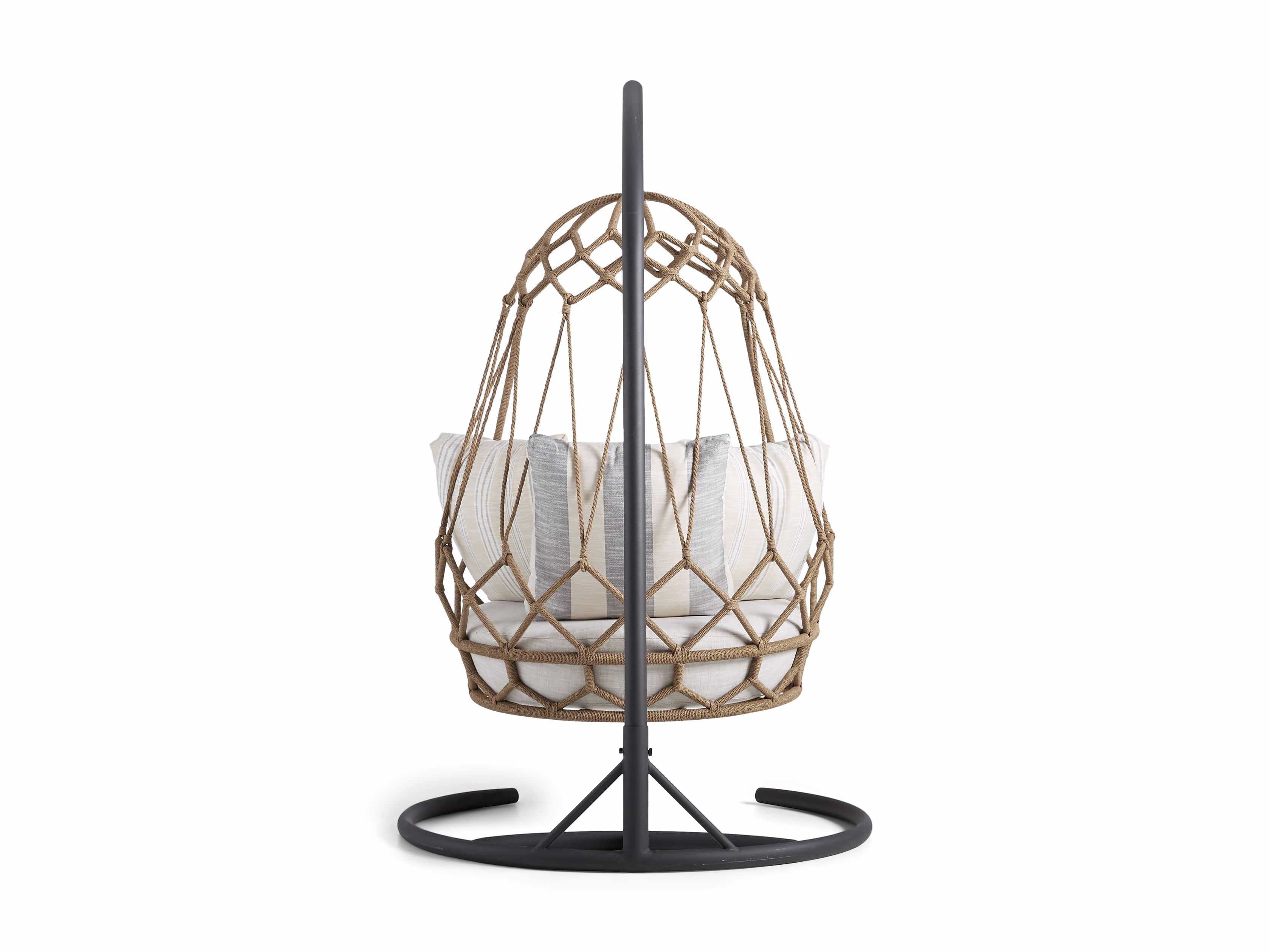 Fiona Single Seater Hanging Swing With Stand For Balcony , Garden (Natural Brown) Braided & Rope