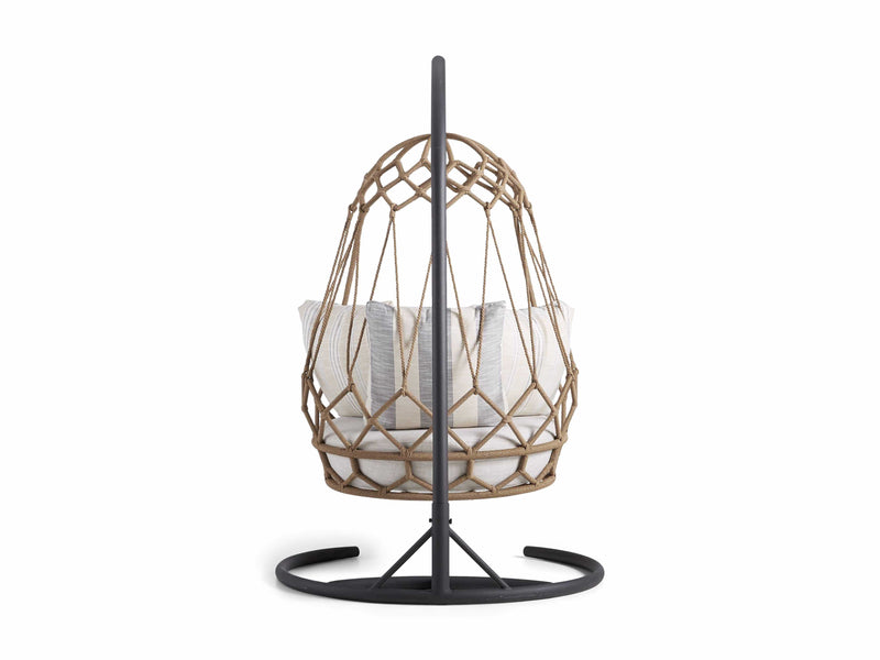 Fiona Single Seater Hanging Swing With Stand For Balcony , Garden (Natural Brown) Braided & Rope