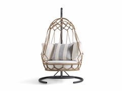 Fiona Single Seater Hanging Swing With Stand For Balcony , Garden (Natural Brown) Braided & Rope