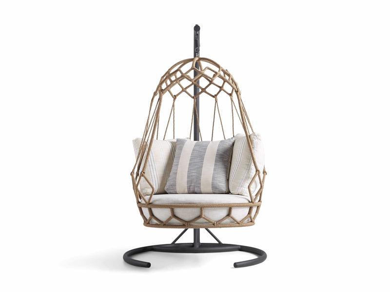 Fiona Single Seater Hanging Swing With Stand For Balcony , Garden (Natural Brown) Braided & Rope