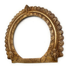 Bhunes Brass Round Prabhavali for Home Temple Decor – Traditional Deity Arch Frame, Wall Hanging Pooja Backdrop, Mandir Aura Arch, Gold, 9 Inch, 1 Piece