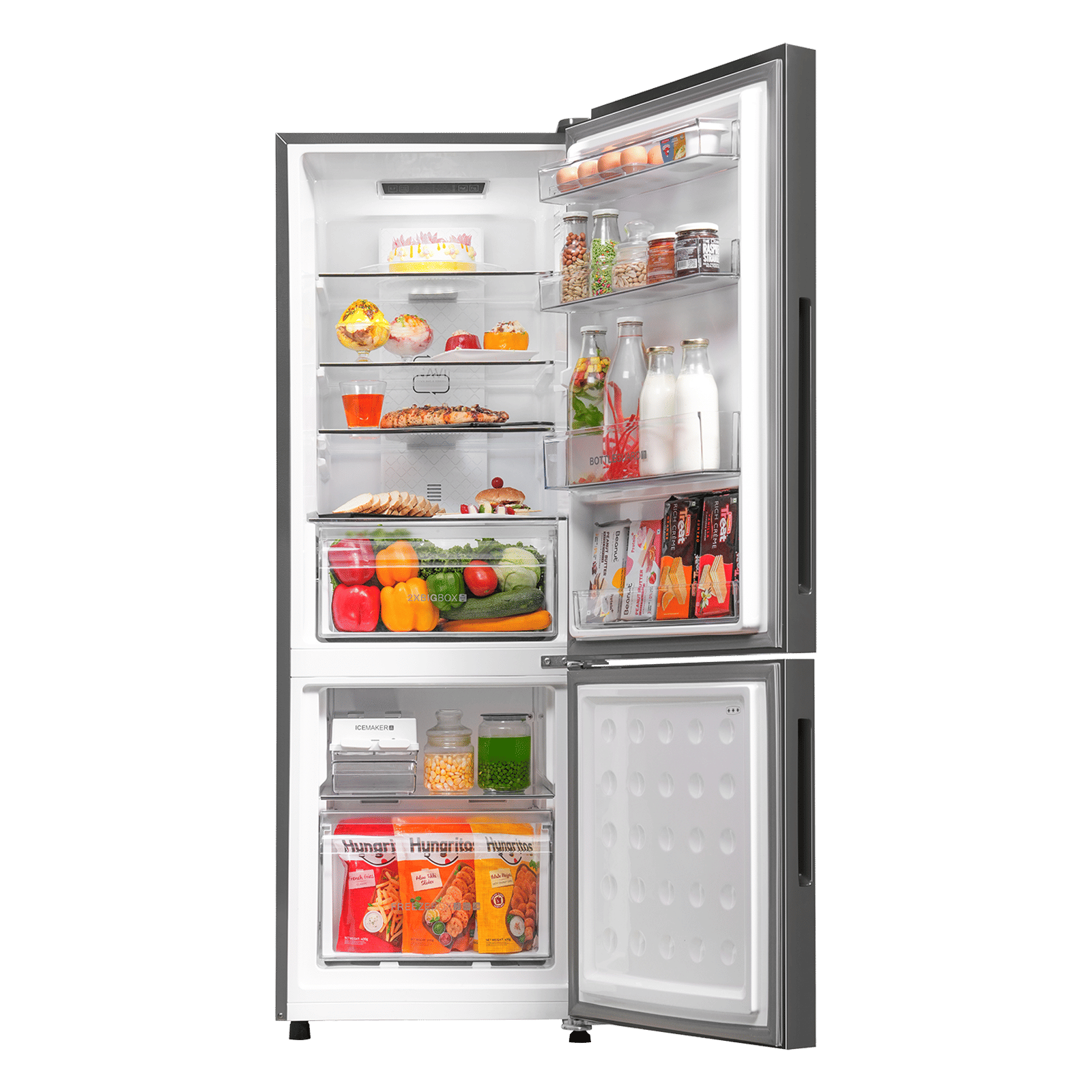 Haier 237 Litres 2 Star Frost Free Double Door Bottom Mount Convertible Refrigerator with Turbo Icing (HRB-2872IBMS-P, Moon Silver)