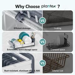 Plantex Kitchen Storage Rack/Aluminium Fold Flat Dish Drying Rack/Household Kitchen Bowls and Plates Organizers/Utensil Storage Holder - (Silver & Grey)-4