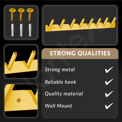 Plantex Wall Hooks for Hanging Cloth/Stainless Steel Towel Hangers/Bathroom Robe Hooks/Door Hangers/Square Wall Hook/Hook Rail for Hanging Keys - 8 Hooks (Pack of 3, PVD Gold)-6
