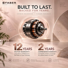 Faber Coral 90cm 1500m³/hr BLDC Autoclean T-Shape Chimney | Built In Oil Collector | Touch & Gesture Control | 12Yr Moto