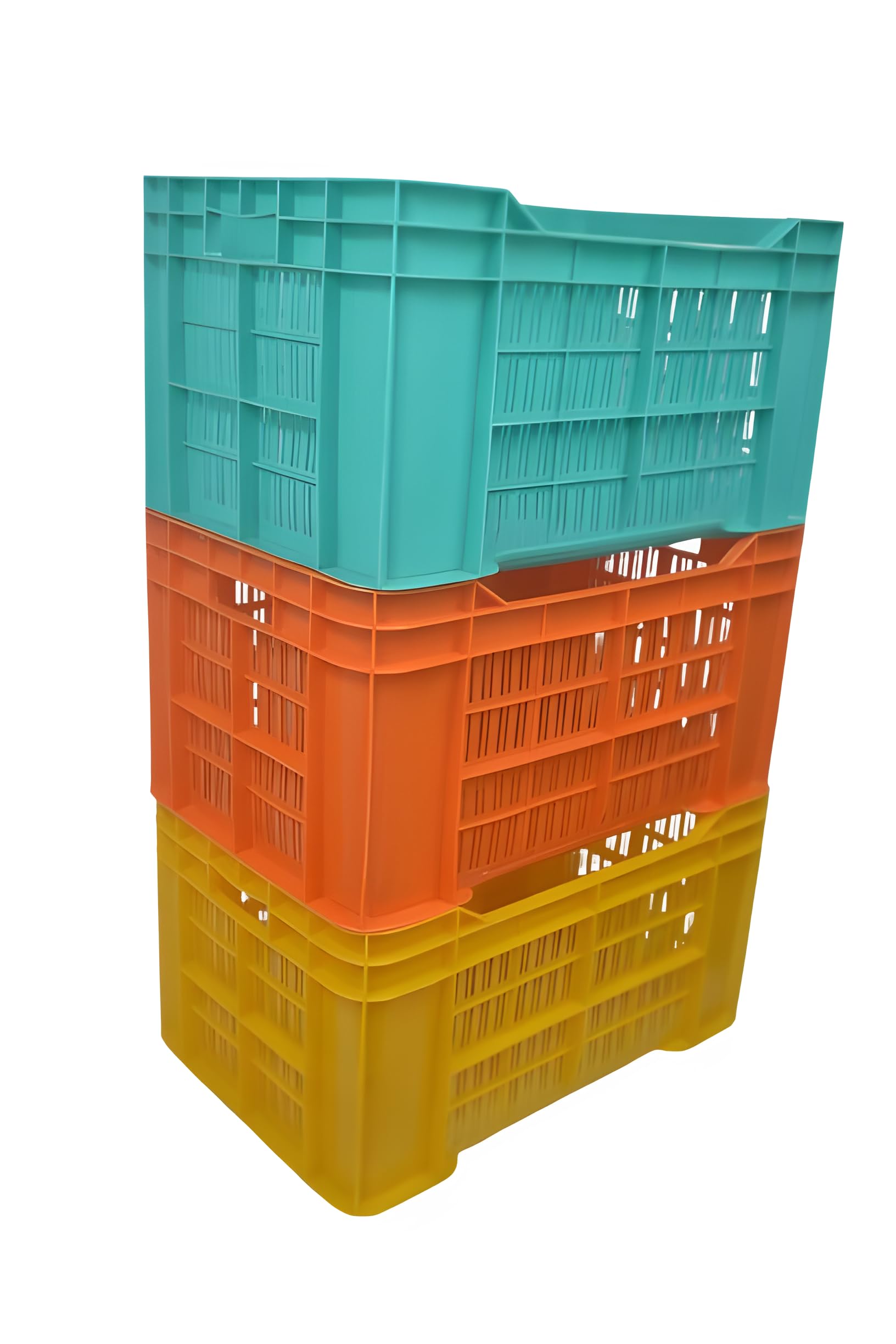 Nilkamal Plastic Rectangular Multipurpose/Vegetable/Fruit/Fish Crate (542 x 360 x 300 mm) Pack of 3 (Blue) 36x54.2x30 cm