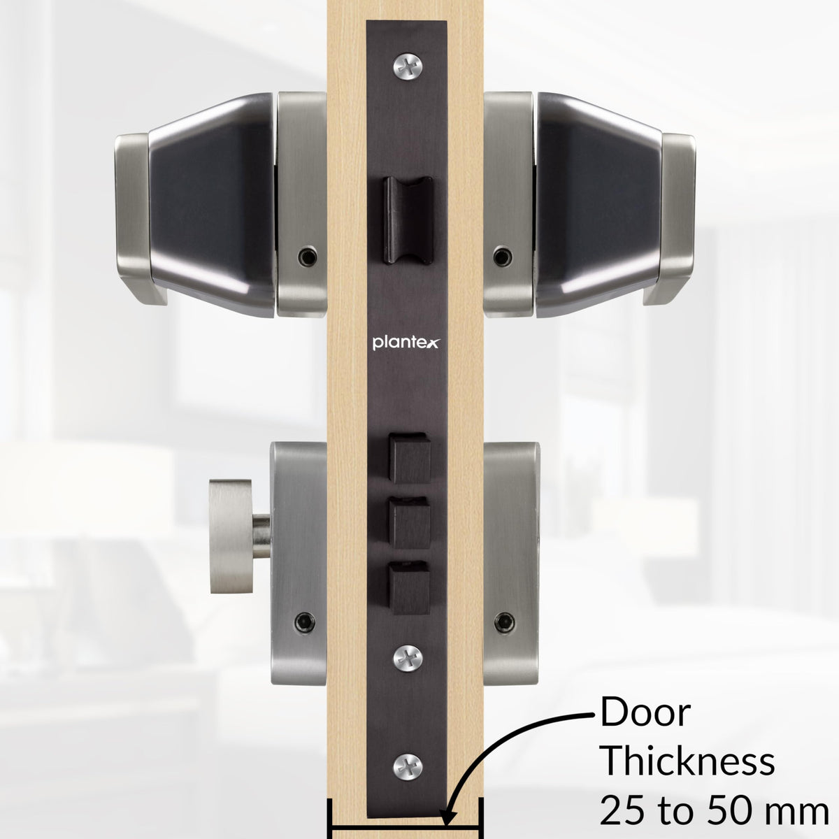 Plantex Door Lock for Home/Main Door Lock Set with 3 Computerized Key/Mortise Lock for Door with Brass LockBody & Cylinder (SM026, Satin & BNM)-5