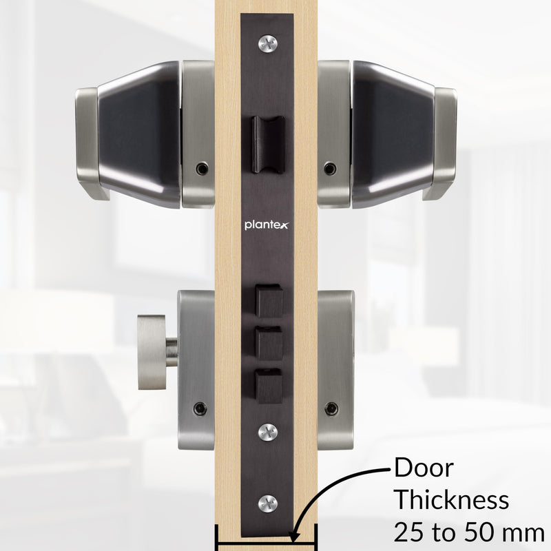 Plantex Door Lock for Home/Main Door Lock Set with 3 Computerized Key/Mortise Lock for Door with Brass LockBody & Cylinder (SM026, Satin & BNM)-5