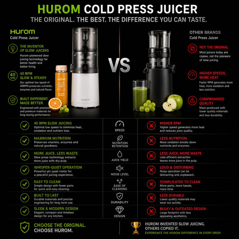 Hurom E30ST Cold Press Juice for Home, Advanced Cold Press Technology for 20% More Juice, All-in-1 Juicer for Fruits, Vegetables & Nut Milk, World's No. 1 Slow Juicer Brand since 1974, 12 Yrs Warranty