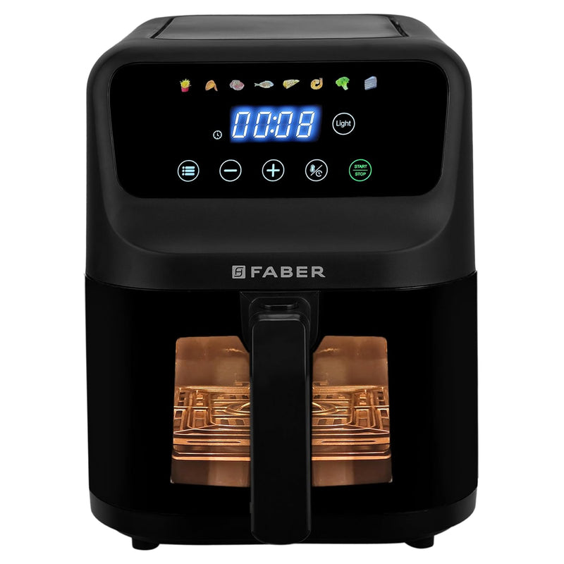 Faber 6L 1500W Digital Air Fryer | Fry, Bake, Roast | 85% Less Oil, 200°C Swirl Heating Technology |8-Preset Menu|View W