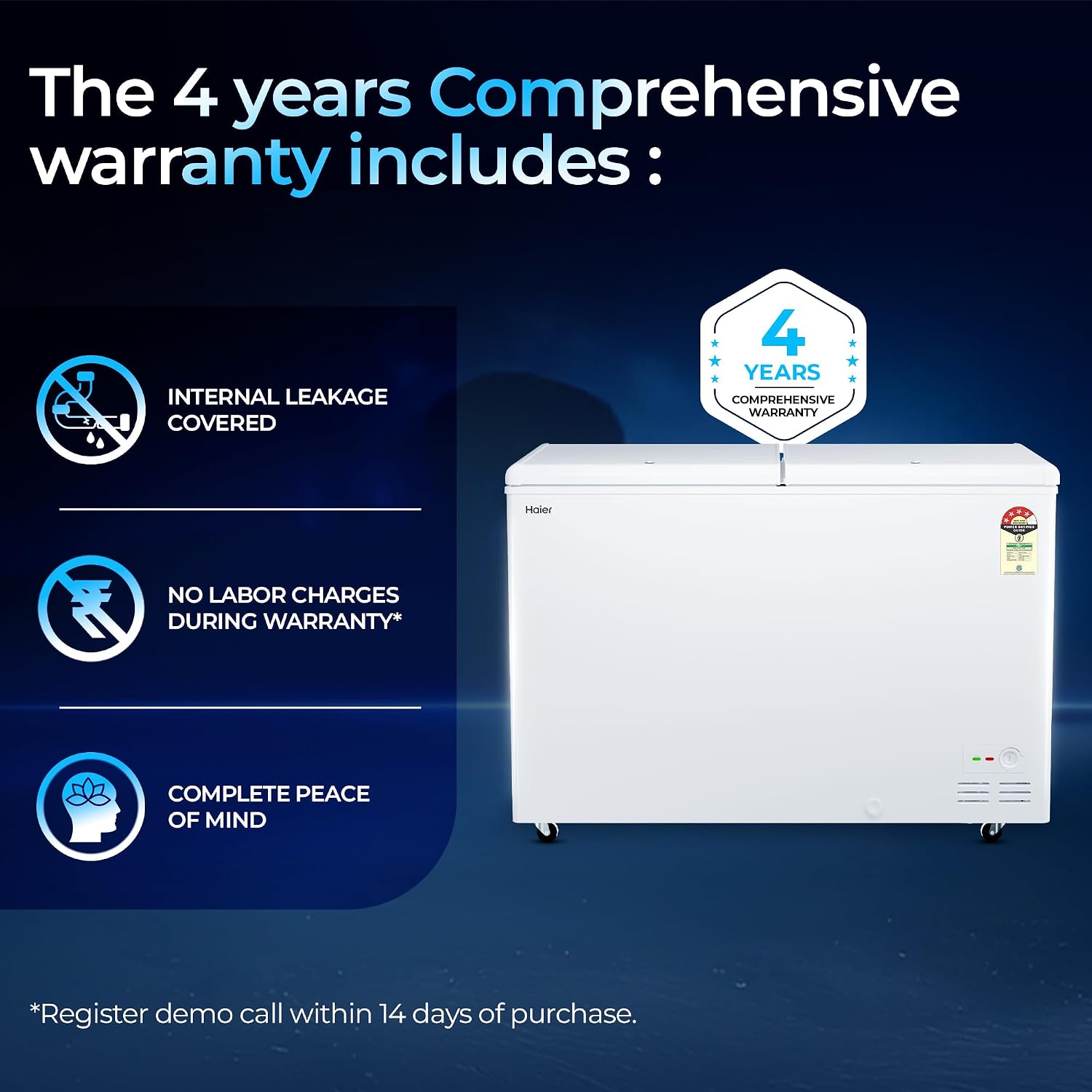 Haier HFC-320DPW4, Double Door Convertible Deep Freezer, 5 Side Freezing, Dual Condenser, Inside Metal Liner with 70mm Puff Thickness (White 310L)