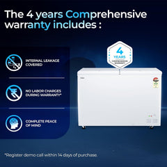 Haier HFC-320DPW4, Double Door Convertible Deep Freezer, 5 Side Freezing, Dual Condenser, Inside Metal Liner with 70mm Puff Thickness (White 310L)