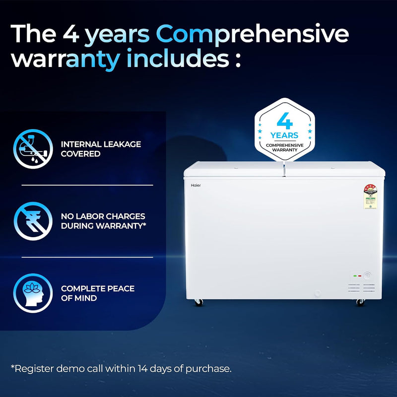 Haier HFC-320DPW4, Double Door Convertible Deep Freezer, 5 Side Freezing, Dual Condenser, Inside Metal Liner with 70mm Puff Thickness (White 310L)