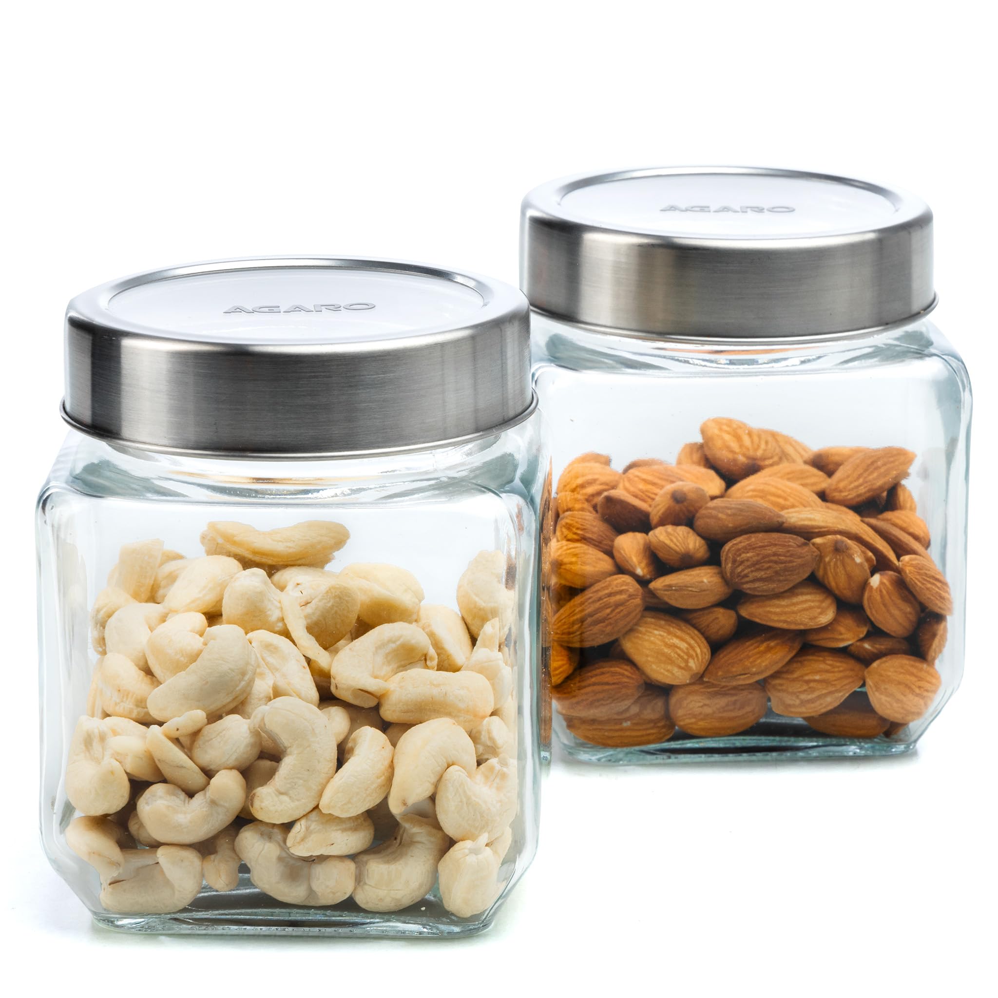 AGARO Elegant Glass Jar 3500 ml, Steel Lid, Storage Glass Container, Transparent, Kitchen Organiser, Multipurpose Jar