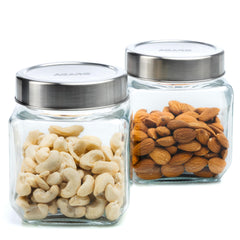 AGARO Elegant Glass Jar 3500 ml, Steel Lid, Storage Glass Container, Transparent, Kitchen Organiser, Multipurpose Jar